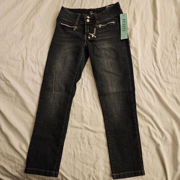 Flavour Bubblegum Jeans 8P Regular Dark Wash 8 Petite Short New NWT Y2K Zipper - Picture 7 of 9